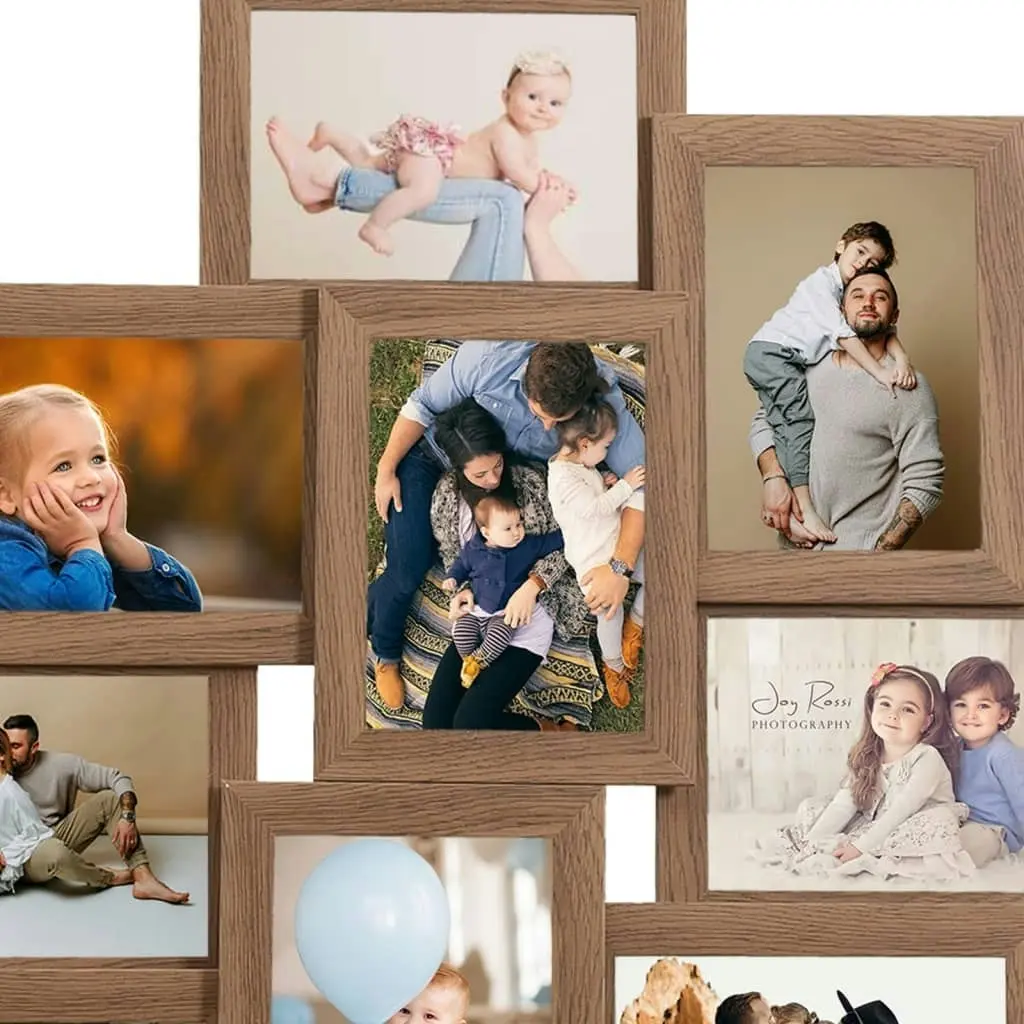 Collage Photo Frame for Picture 10 pcs 10x15 cm Light Brown MDF 332776