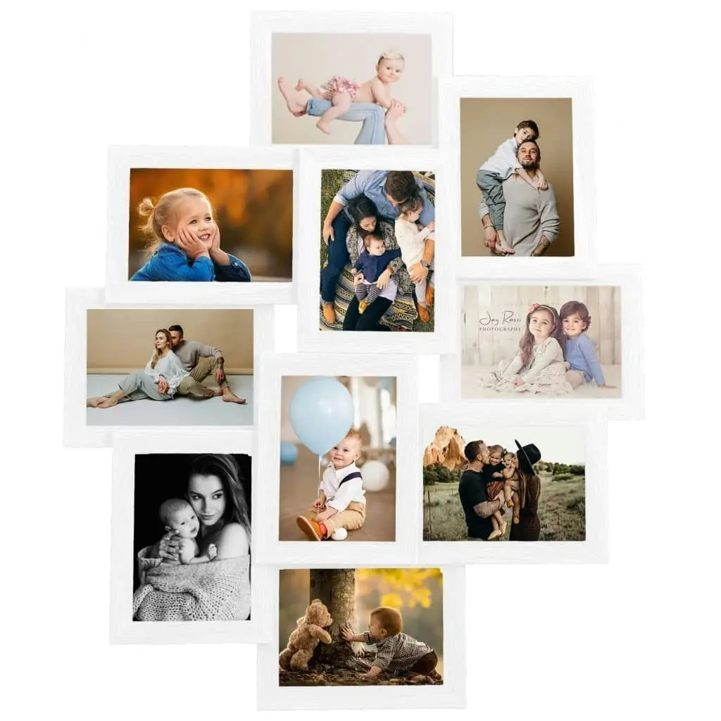 Collage Photo Frame for Picture 10 pcs 10x15 cm White MDF 332780