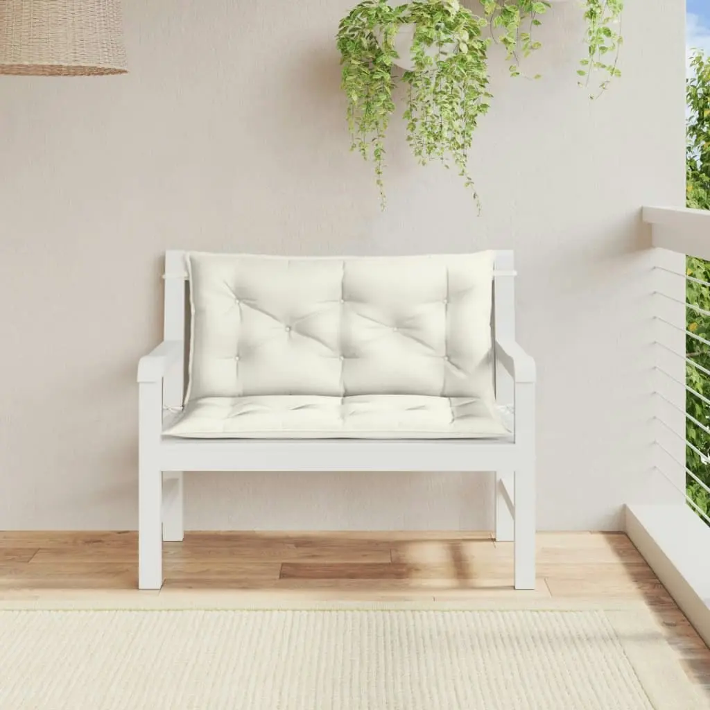 Garden Bench Cushions 2 pcs Melange Cream 100x50x7 cm Fabric 4002588