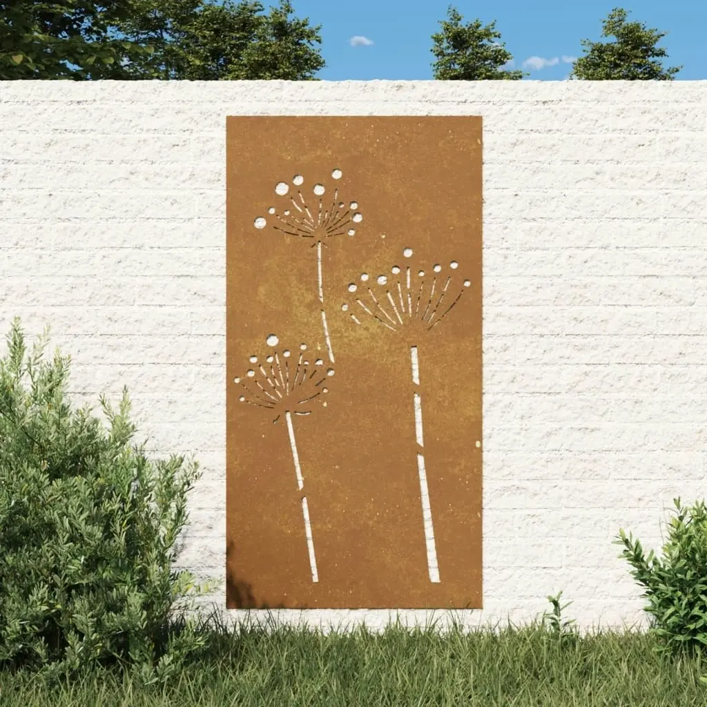 Garden Wall Decoration 105x55 cm Corten Steel Flower Design 824486