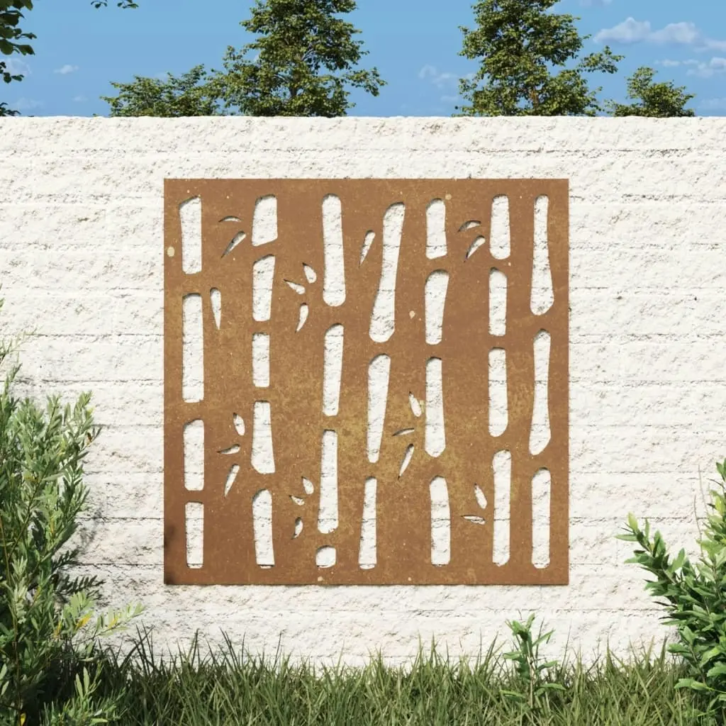 Garden Wall Decoration 55x55 cm Corten Steel Bamboo Design 824482