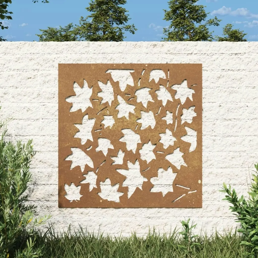 Garden Wall Decoration 55x55 cm Corten Steel Maple Leaf Design 824480