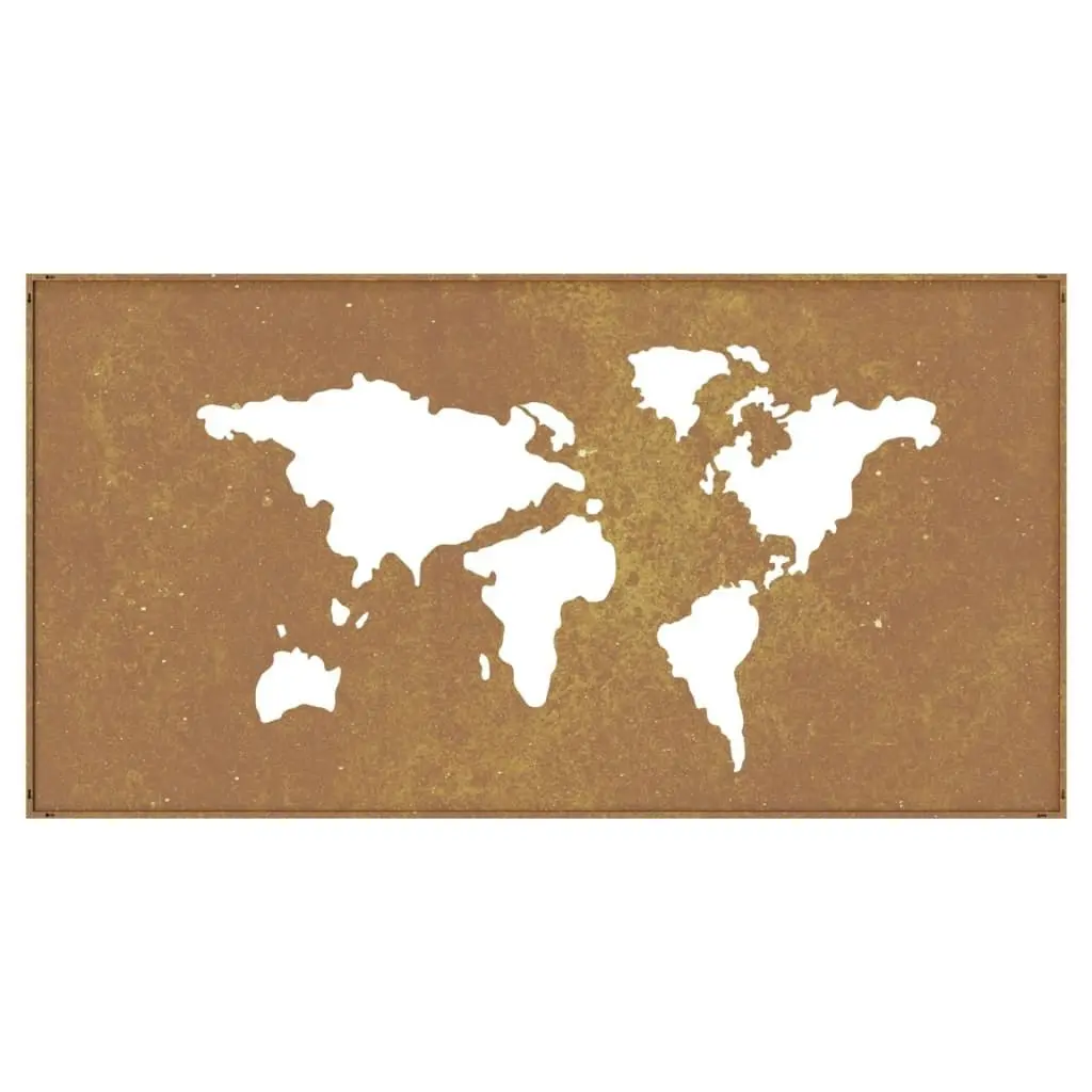 Garden Wall Decoration 105x55 cm Corten Steel World Map Design 824498