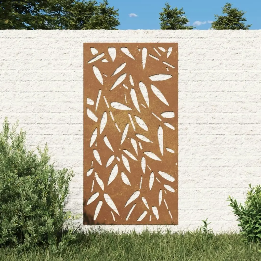 Garden Wall Decoration 105x55 cm Corten Steel Bamboo Leaf Design 824483