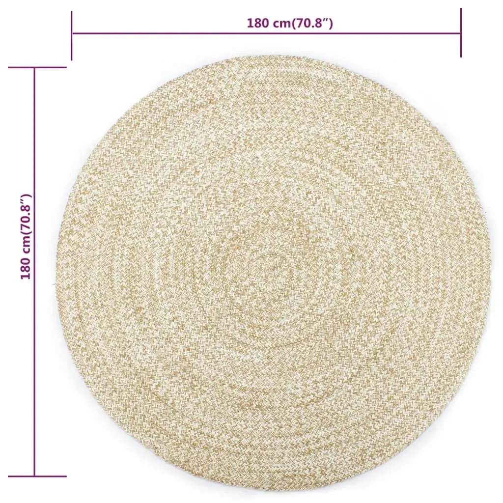 Handmade Rug Jute White and Brown 180 cm 343617