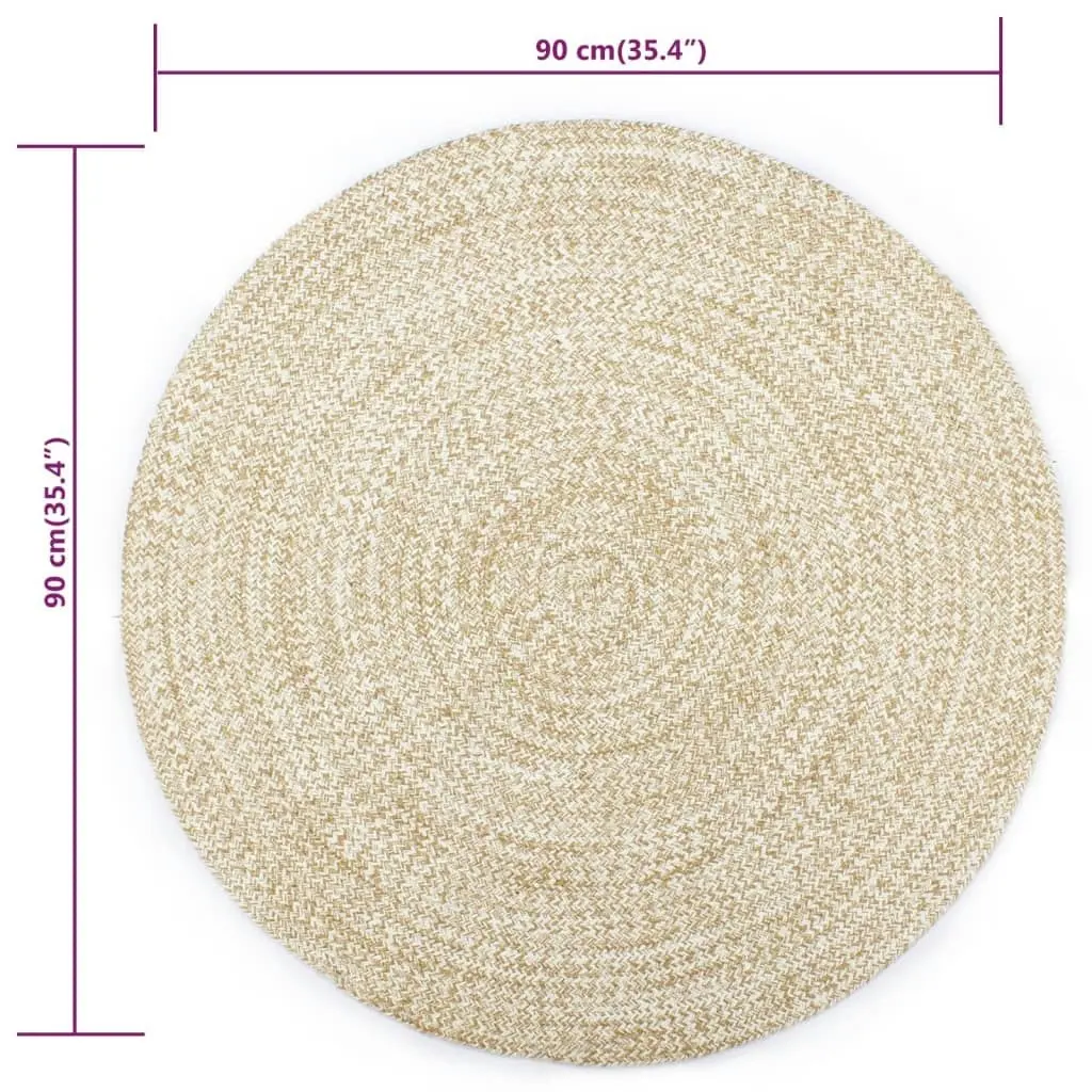 Handmade Rug Jute White and Natural 90 cm 133722