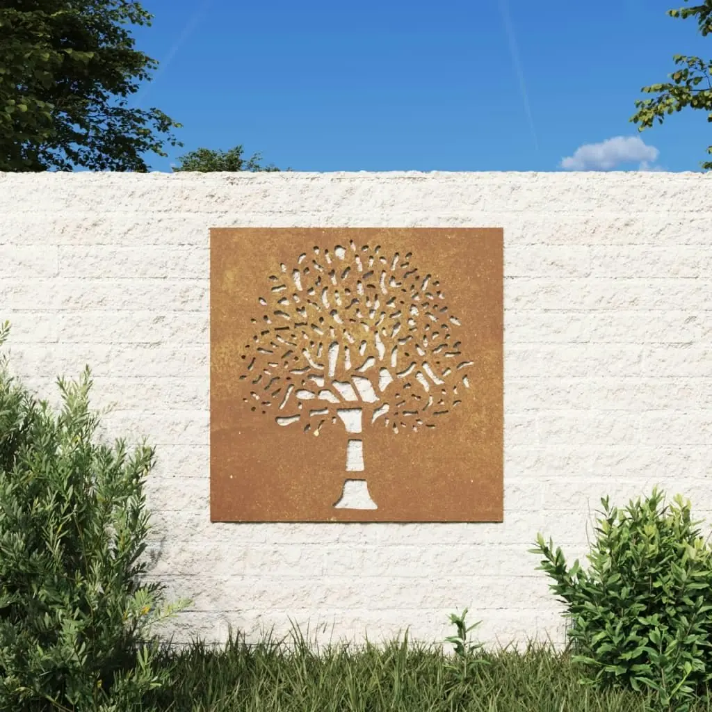 Garden Wall Decoration 55x55 cm Corten Steel Tree Design 824502