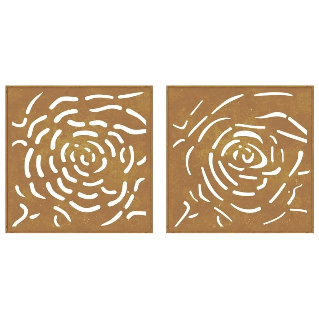 Garden Wall Decorations 2 pcs 55x55 cm Corten Steel Rose Design 824507