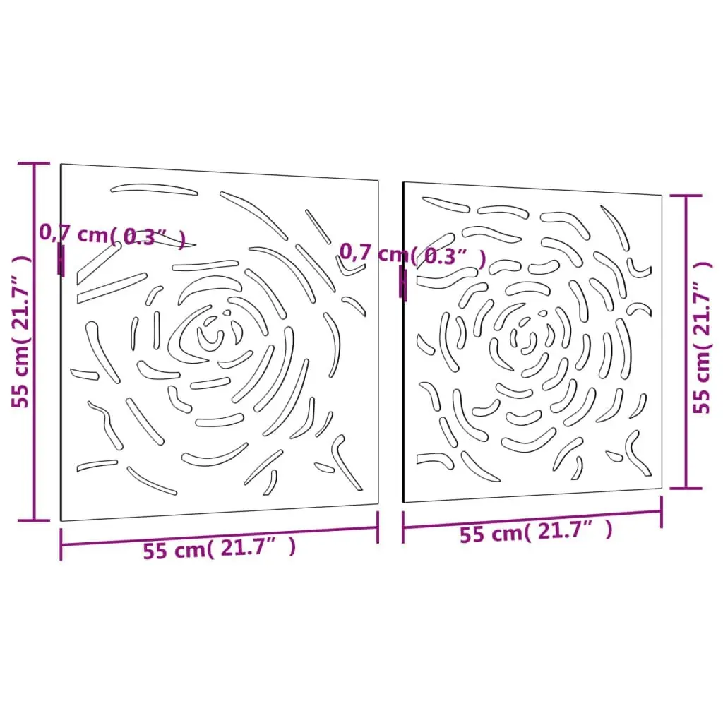 Garden Wall Decorations 2 pcs 55x55 cm Corten Steel Rose Design 824507