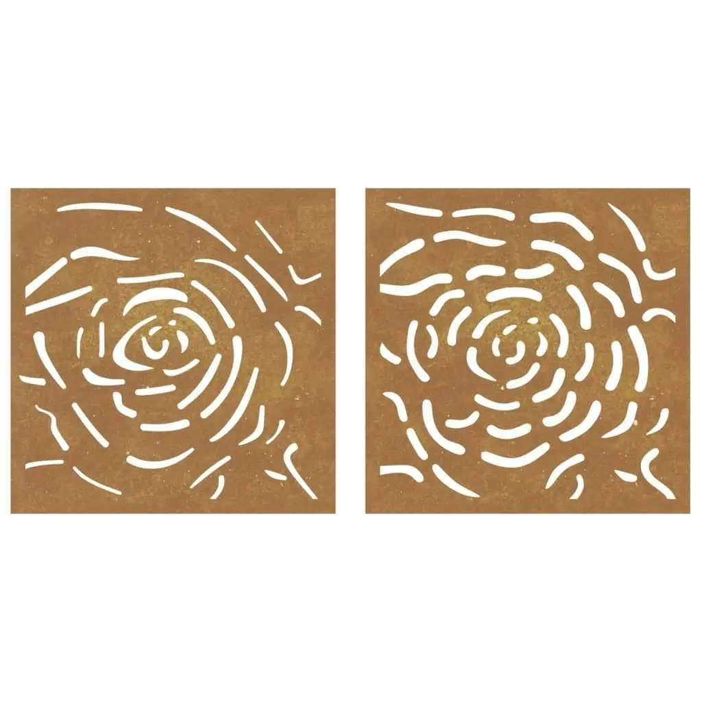 Garden Wall Decorations 2 pcs 55x55 cm Corten Steel Rose Design 824507