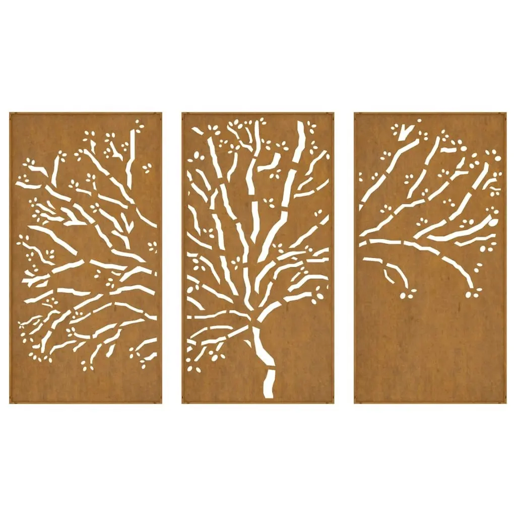 Garden Wall Decorations 3 pcs 105x55 cm Corten Steel Tree Design 824511