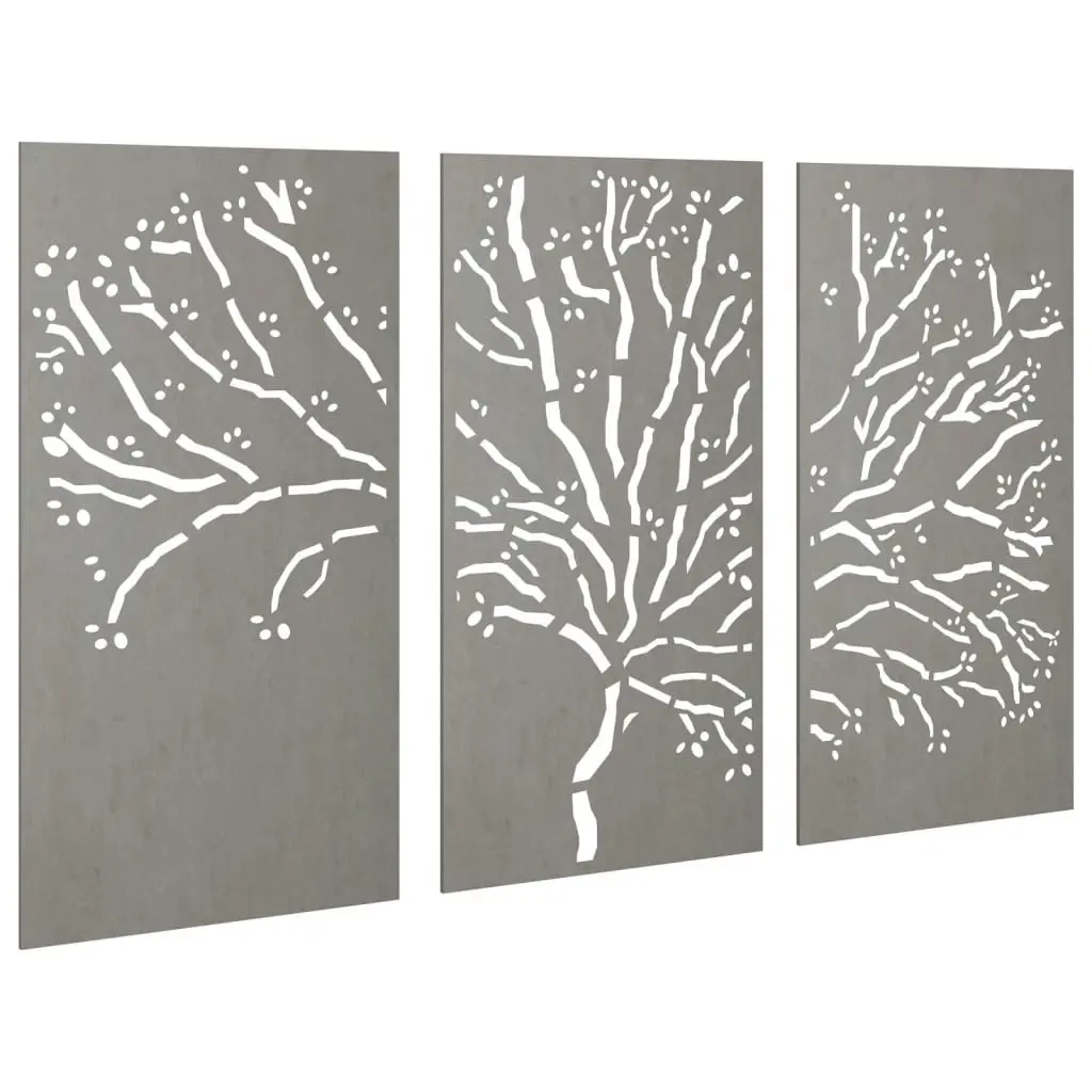 Garden Wall Decorations 3 pcs 105x55 cm Corten Steel Tree Design 824511