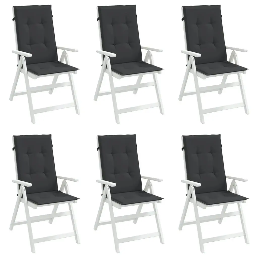 Garden Highback Chair Cushions 6 pcs Black 120x50x3 cm Fabric 314111