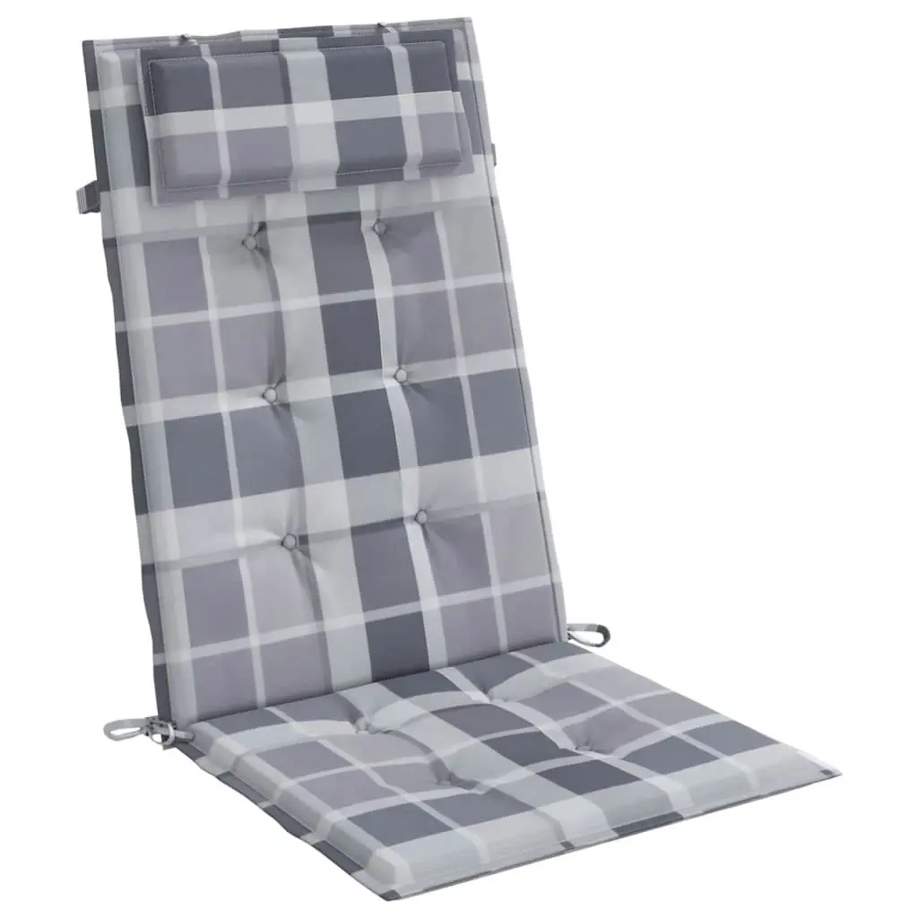 Highback Chair Cushions 6 pcs Grey Check Oxford Fabric 361918