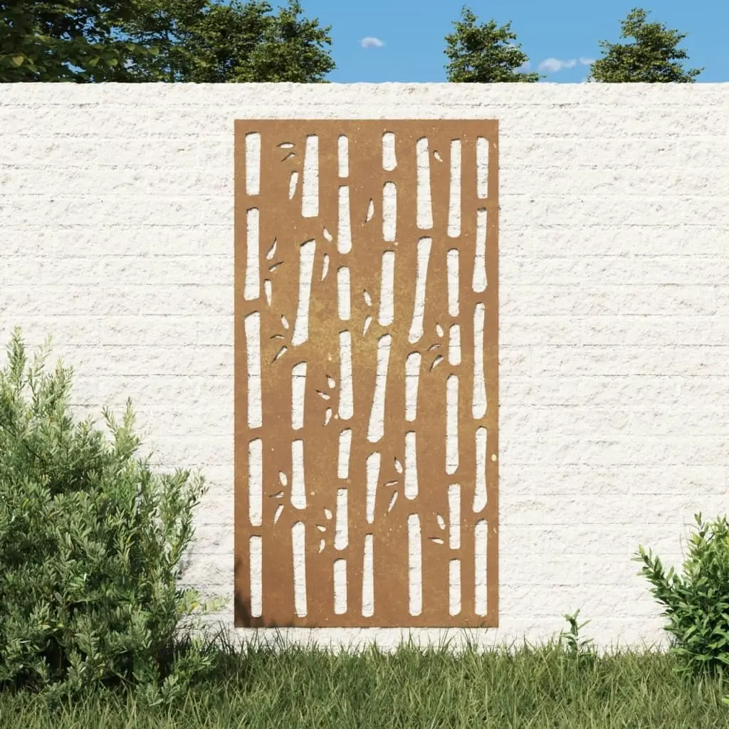 Garden Wall Decoration 105x55 cm Corten Steel Bamboo Design 824481