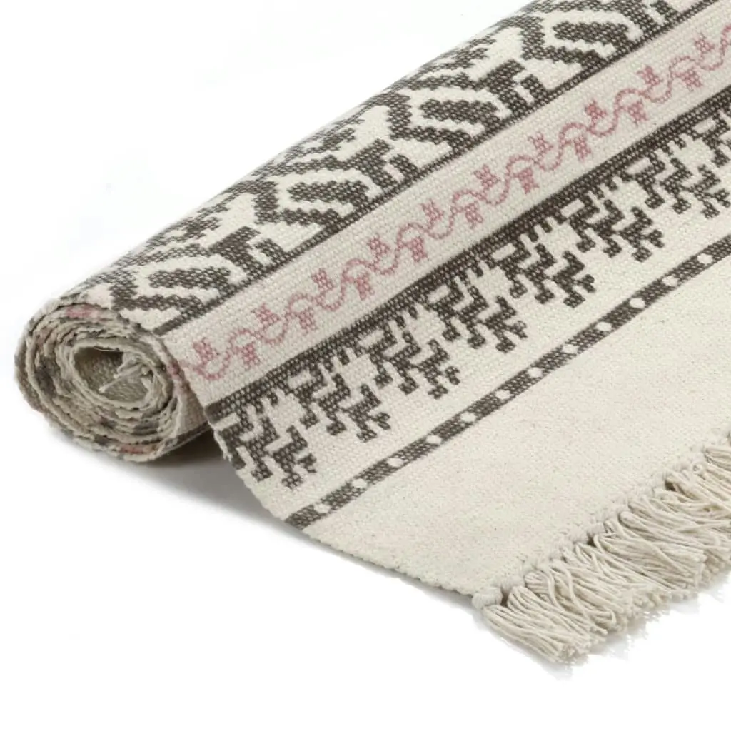 Kilim Rug Cotton 120x180 cm with Pattern Grey/Pink 246543