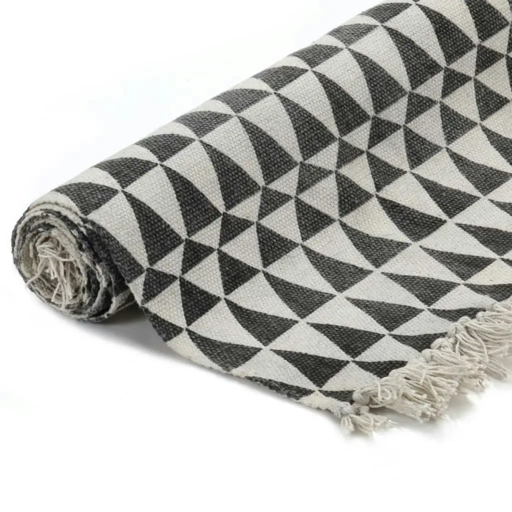 Kilim Rug Cotton 120x180 cm with Pattern Black/White 246549