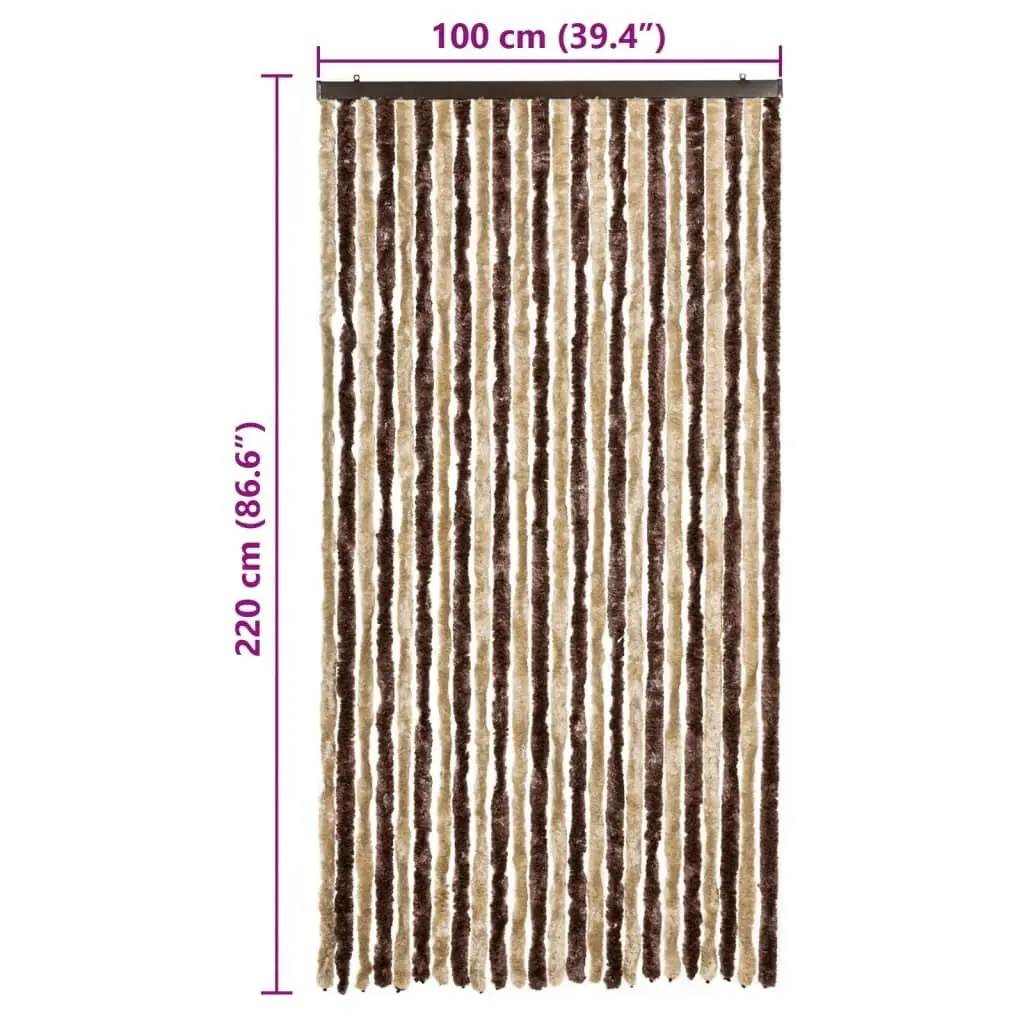 Insect Curtain Beige and Light Brown 100x220 cm Chenille 240572