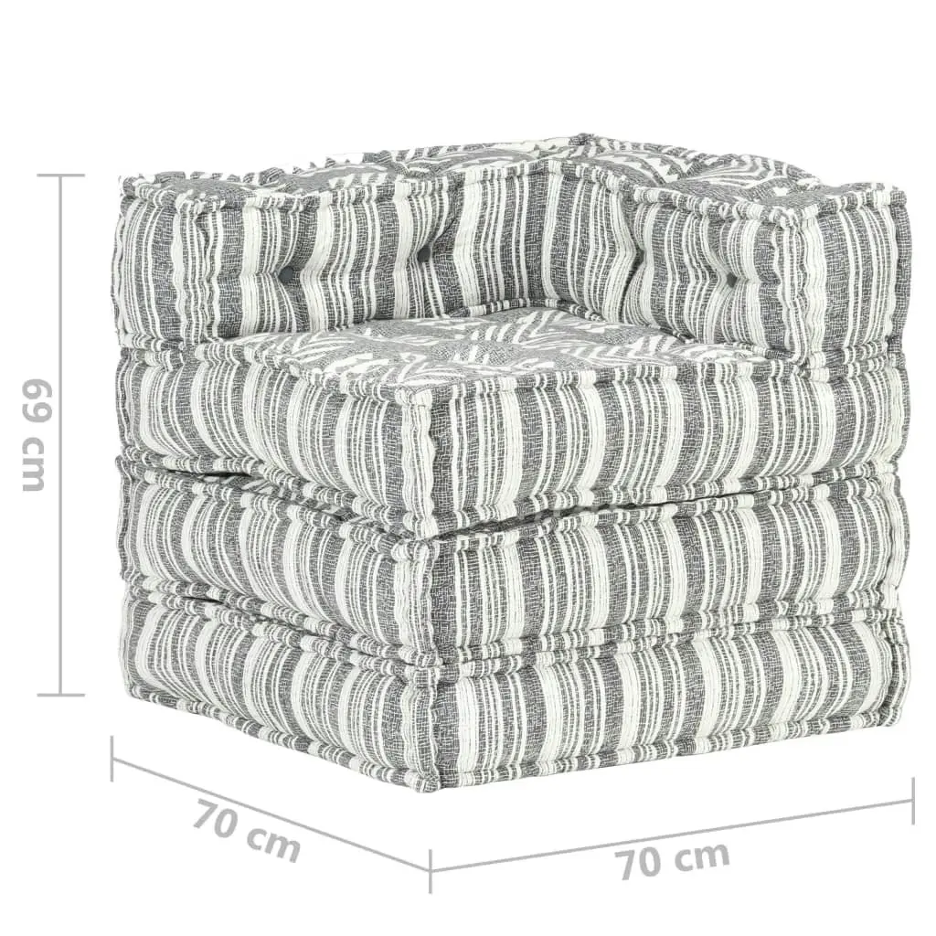 Modular Pouffe Grey Stripe Fabric 287698