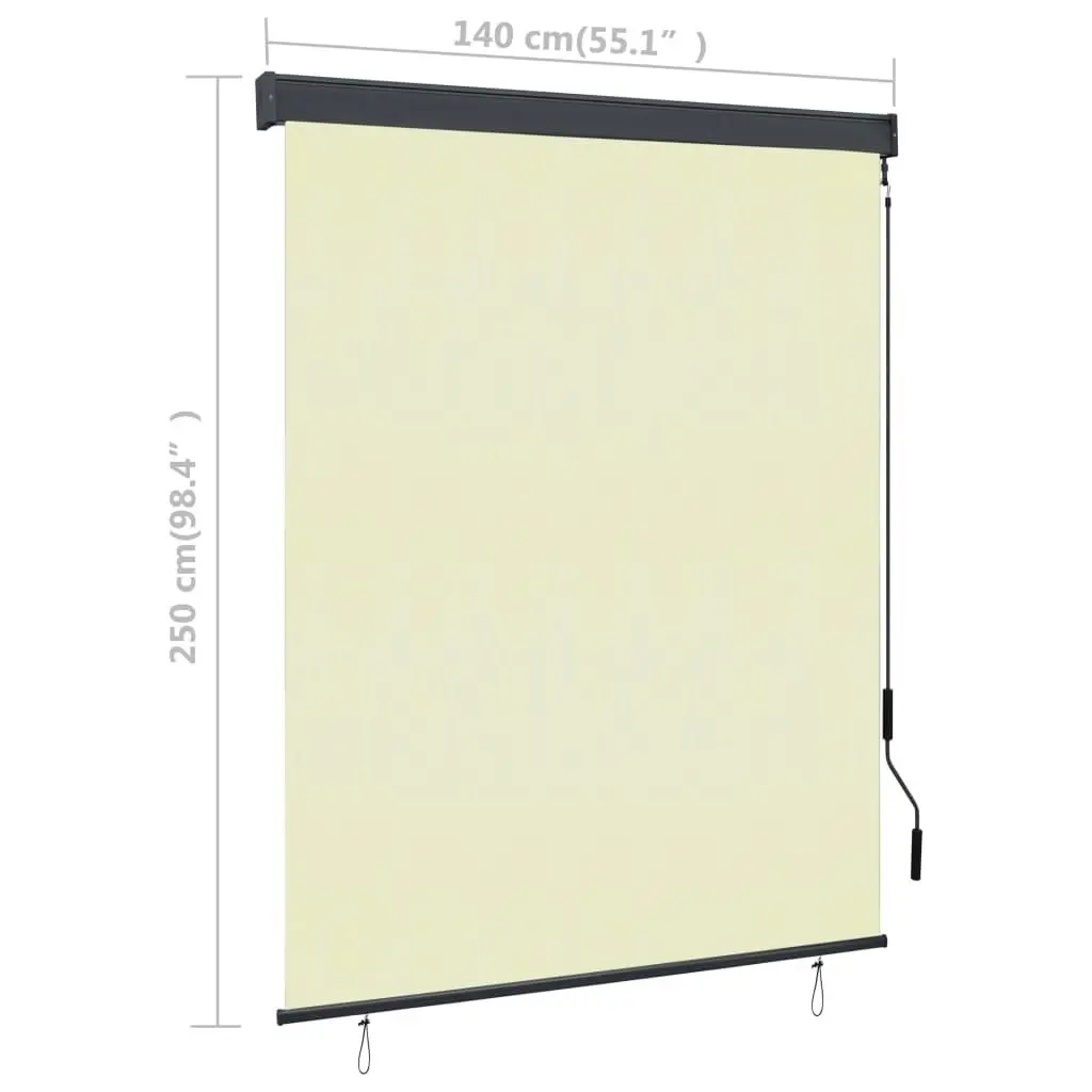 Outdoor Roller Blind 140x250 cm Cream 145971