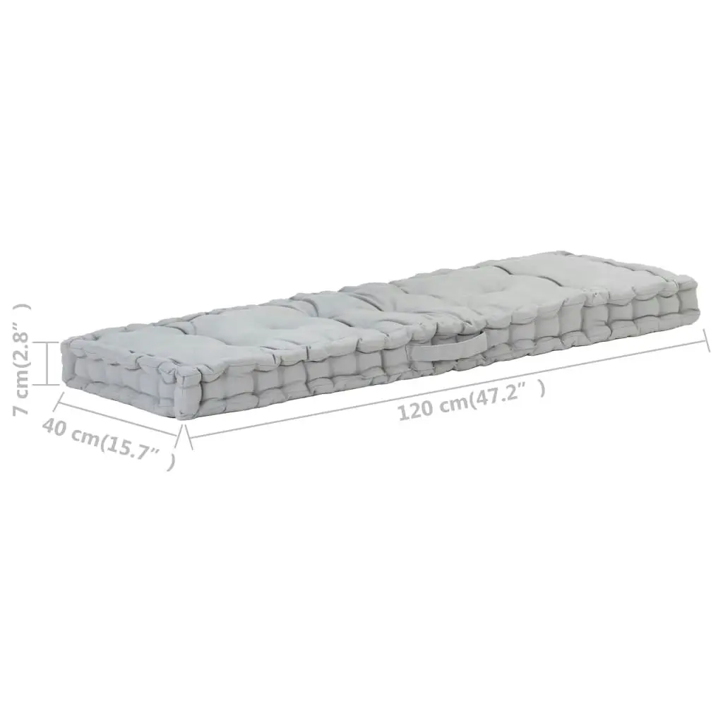 Pallet Floor Cushion Cotton 120x40x7 cm Grey 48677