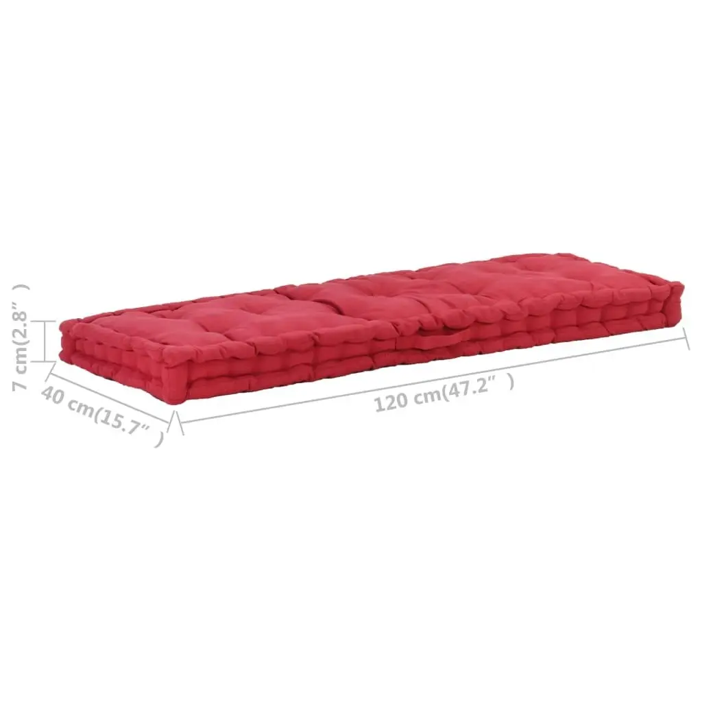 Pallet Floor Cushion Cotton 120x40x7 cm Burgundy 48683