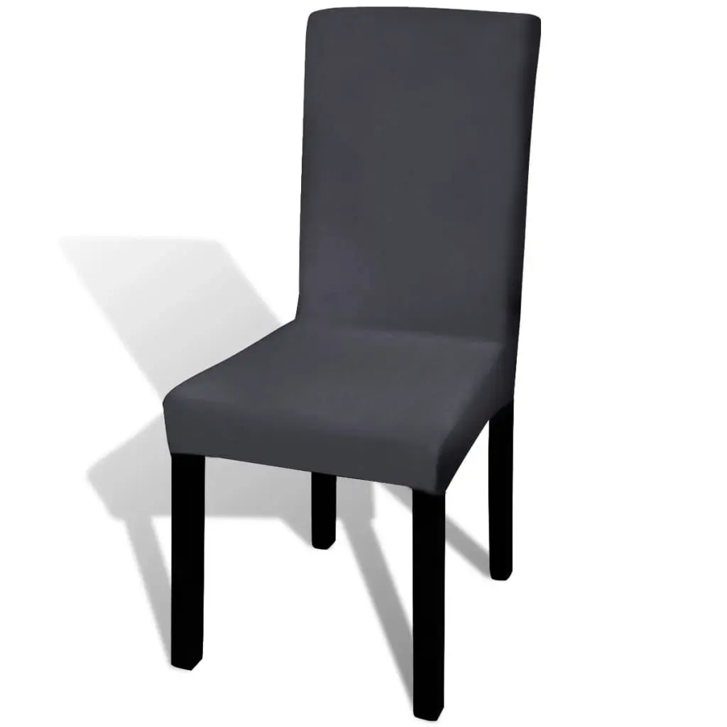 Straight Stretchable Chair Cover 6 pcs Anthracite 131422