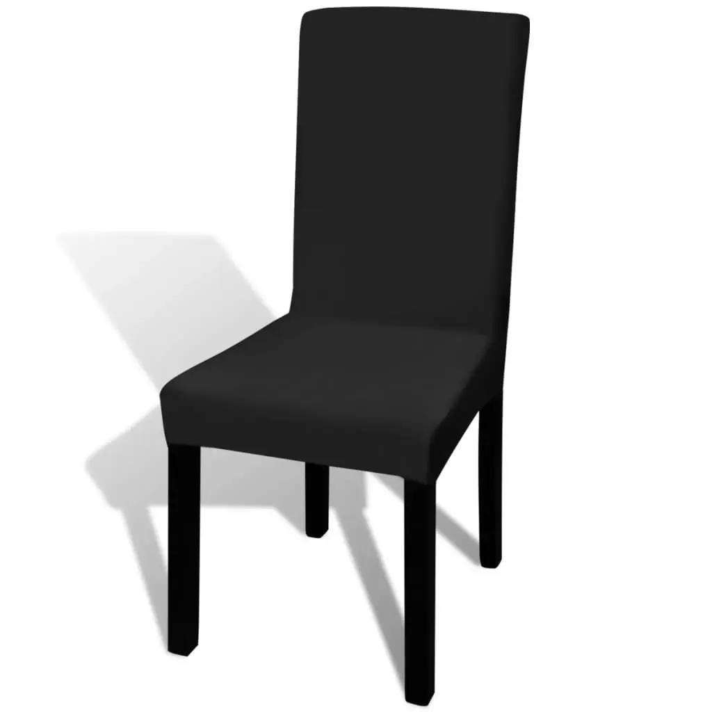 Straight Stretchable Chair Cover 4 pcs Black 131419