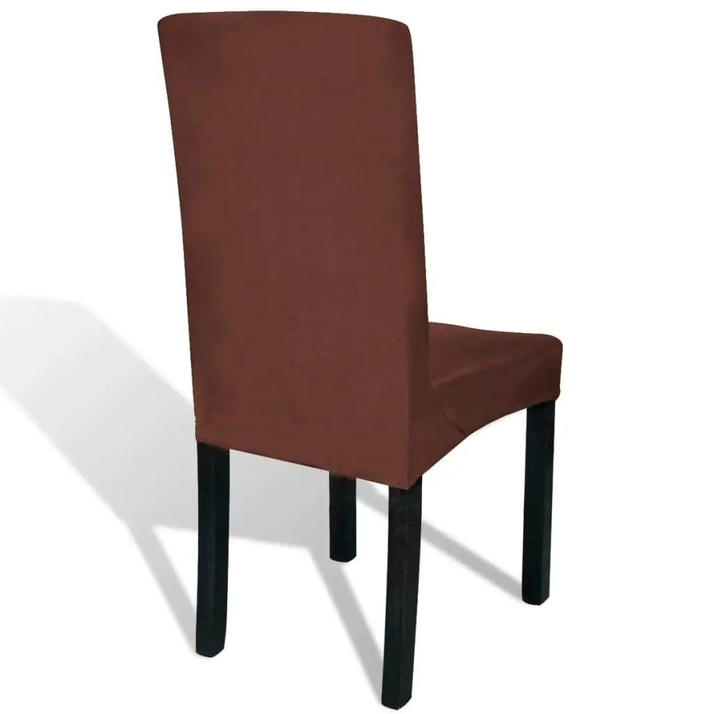 Straight Stretchable Chair Cover 6 pcs Brown 131423