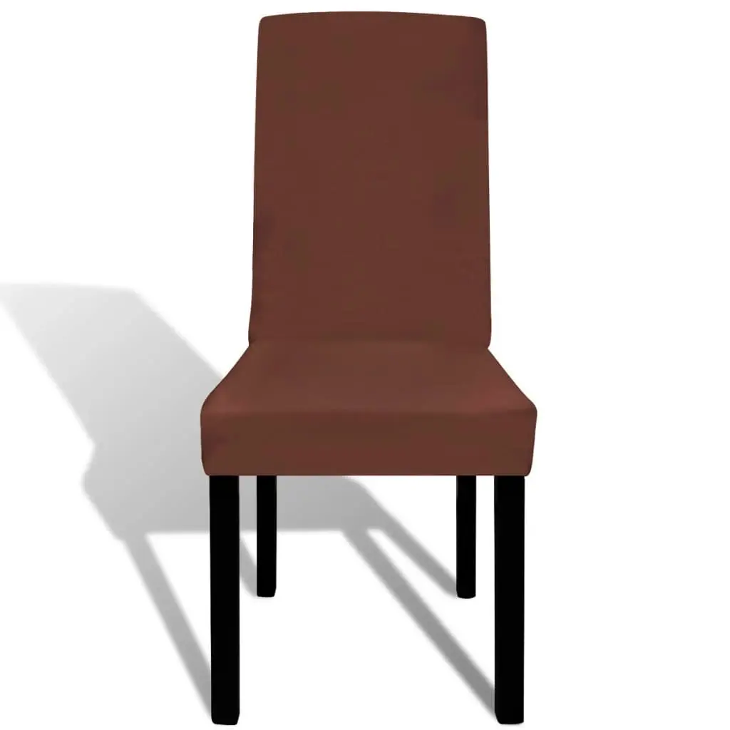 Straight Stretchable Chair Cover 6 pcs Brown 131423