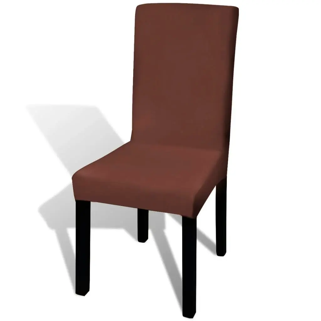 Straight Stretchable Chair Cover 6 pcs Brown 131423