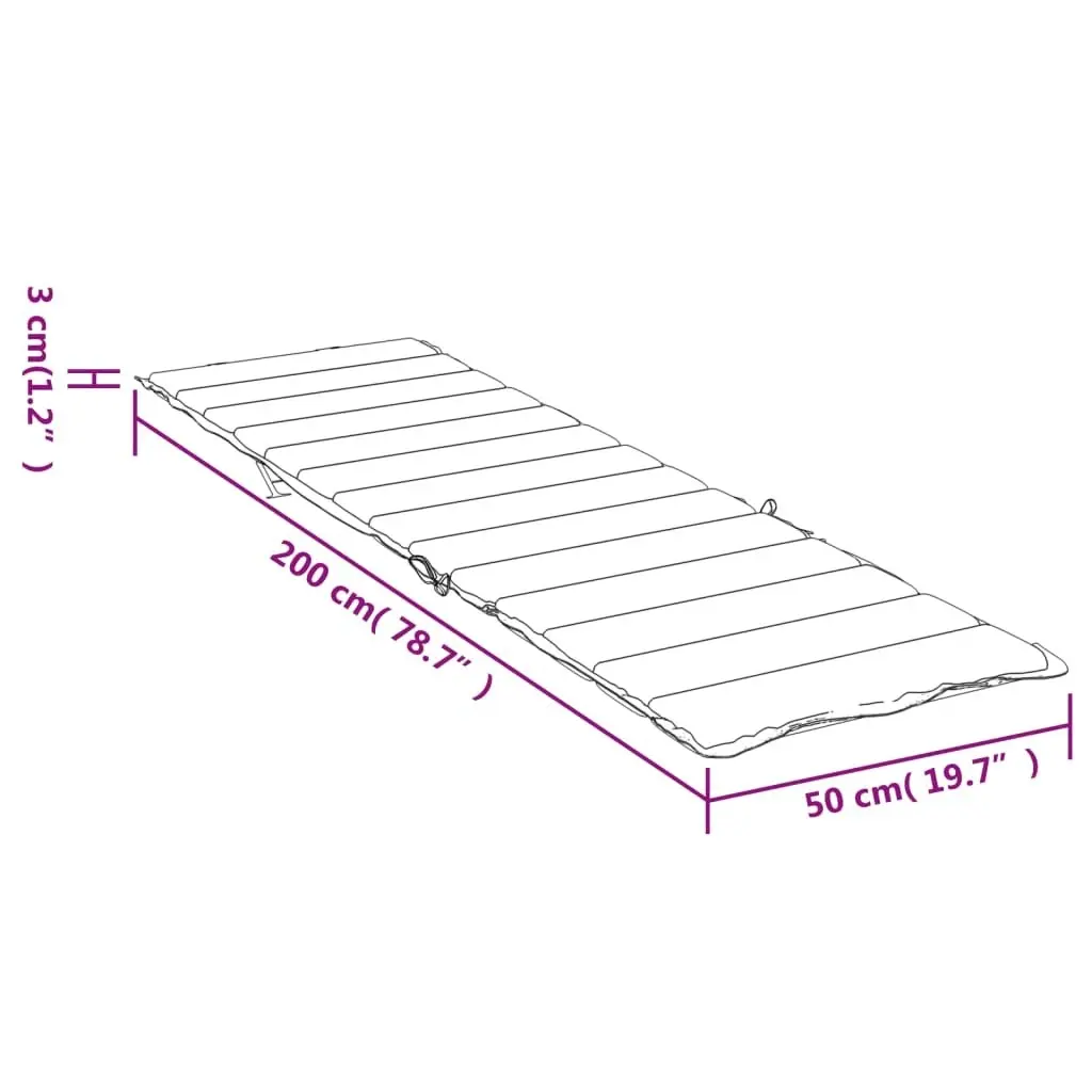 Sun Lounger Cushion Cream 200x50x3cm Oxford Fabric 314190