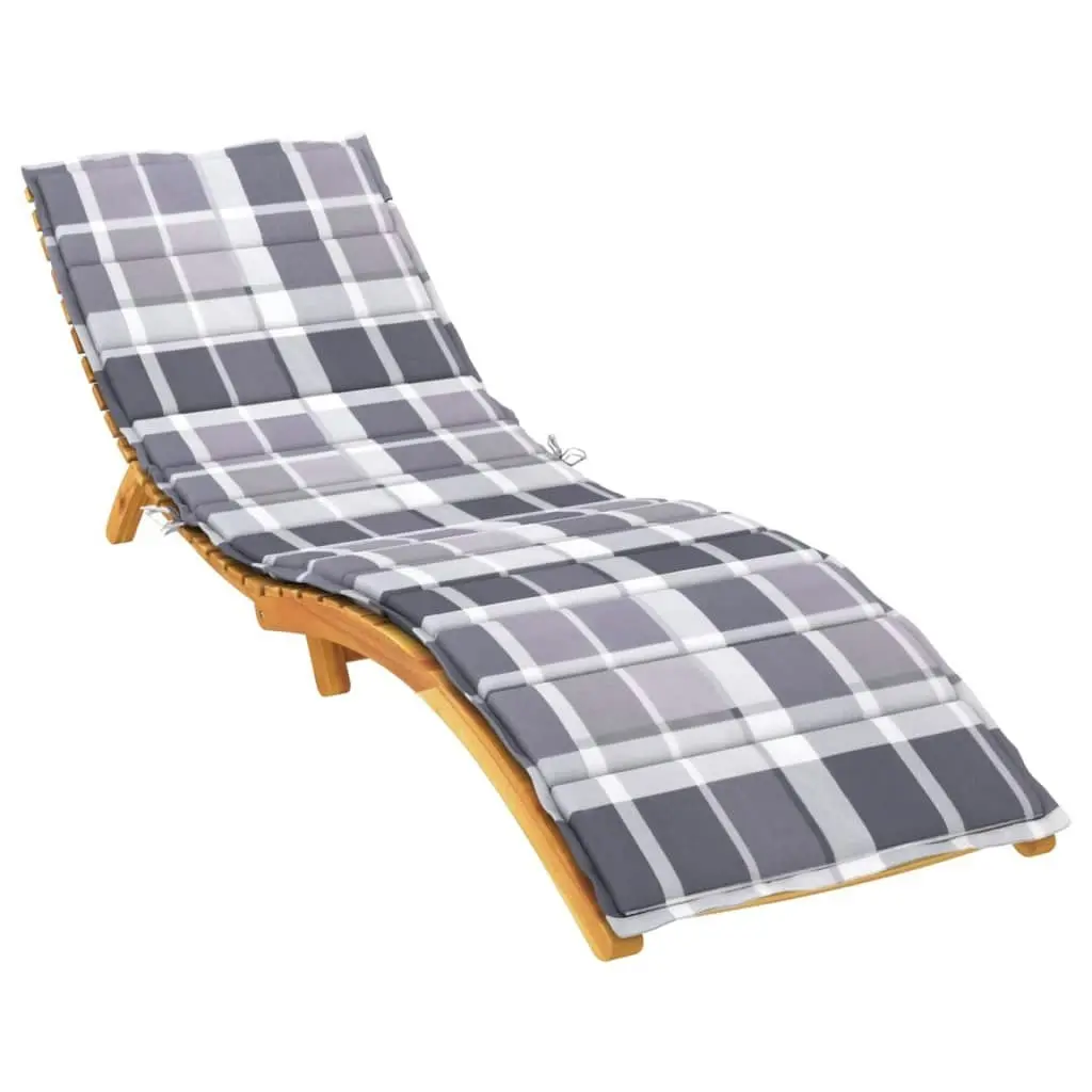 Sun Lounger Cushion Grey Check Pattern 200x50x3cm Oxford Fabric 314202