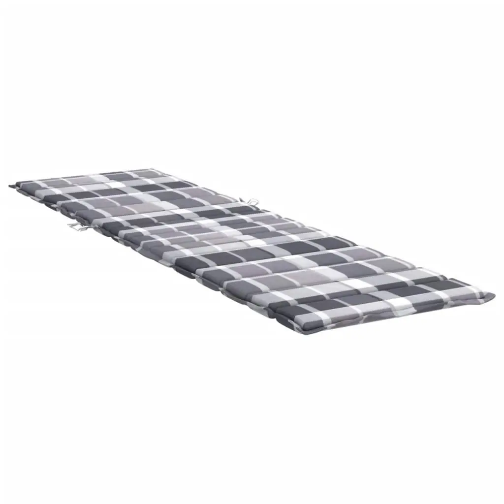 Sun Lounger Cushion Grey Check Pattern 200x50x3cm Oxford Fabric 314202