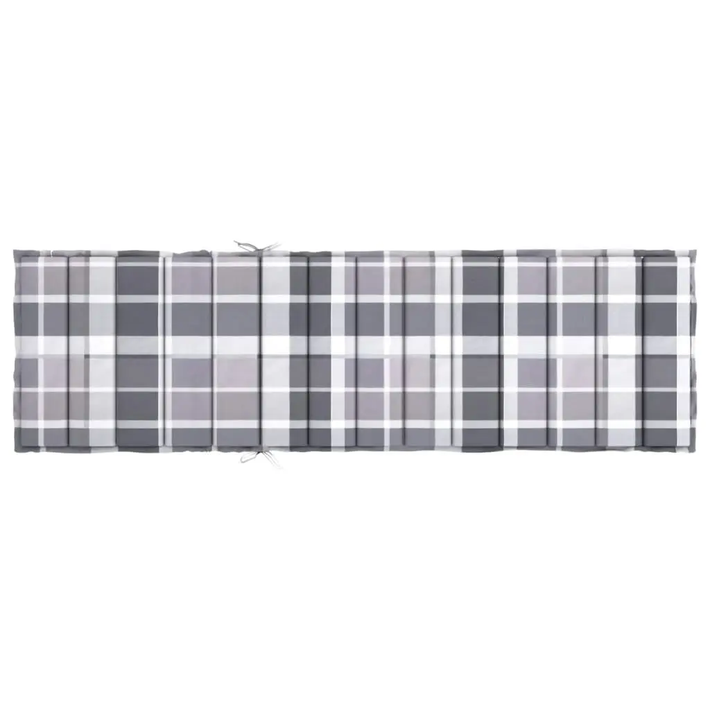 Sun Lounger Cushion Grey Check Pattern 200x50x3cm Oxford Fabric 314202