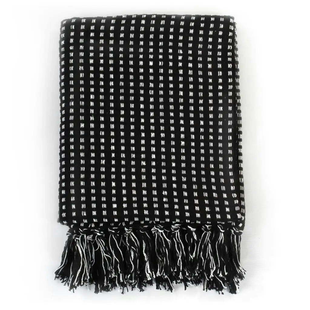 Throw Cotton Squares 125x150 cm Black 245330