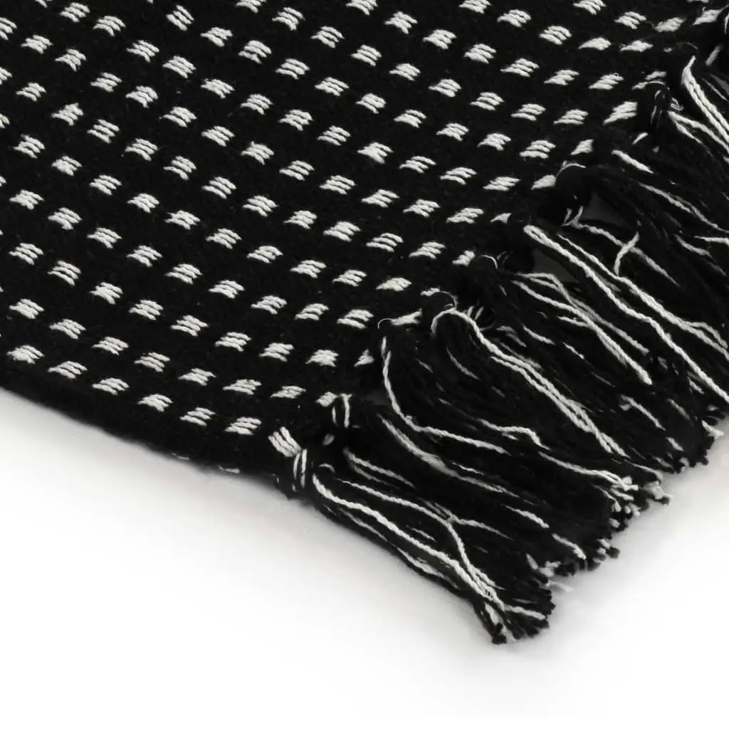 Throw Cotton Squares 125x150 cm Black 245330