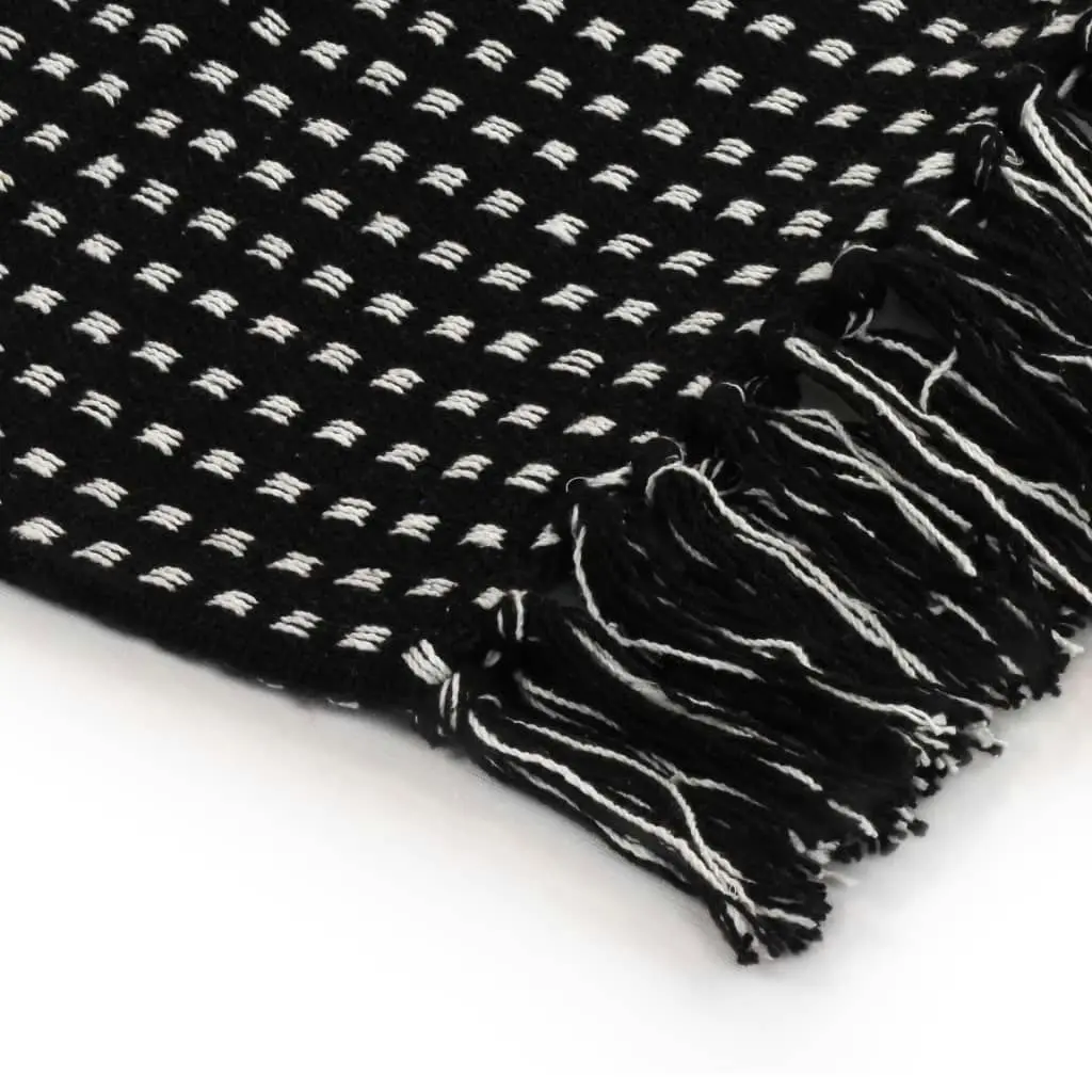 Throw Cotton Squares 160x210 cm Black 245331