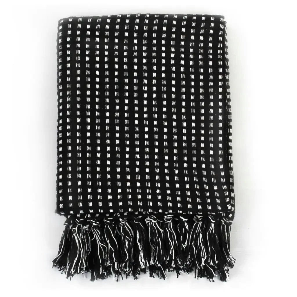 Throw Cotton Squares 160x210 cm Black 245331