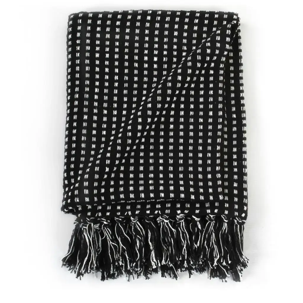 Throw Cotton Squares 160x210 cm Black 245331