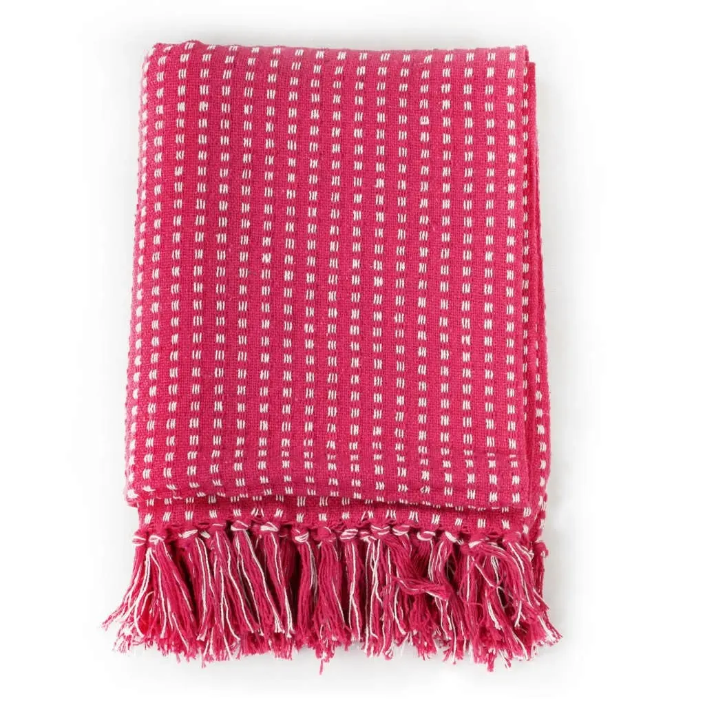 Throw Cotton Squares 125x150 cm Pink 245333