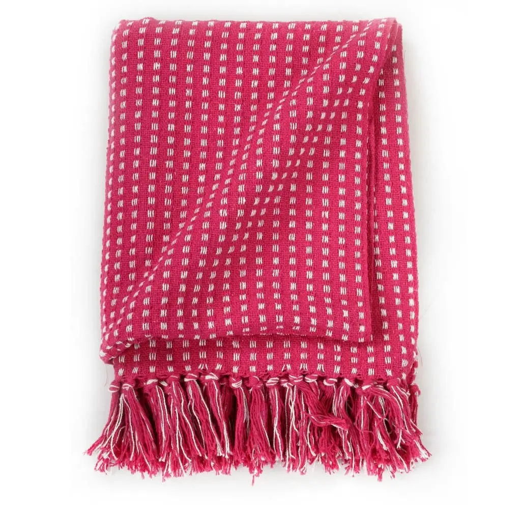 Throw Cotton Squares 160x210 cm Pink 245334