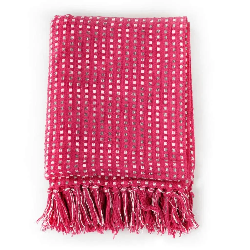 Throw Cotton Squares 160x210 cm Pink 245334