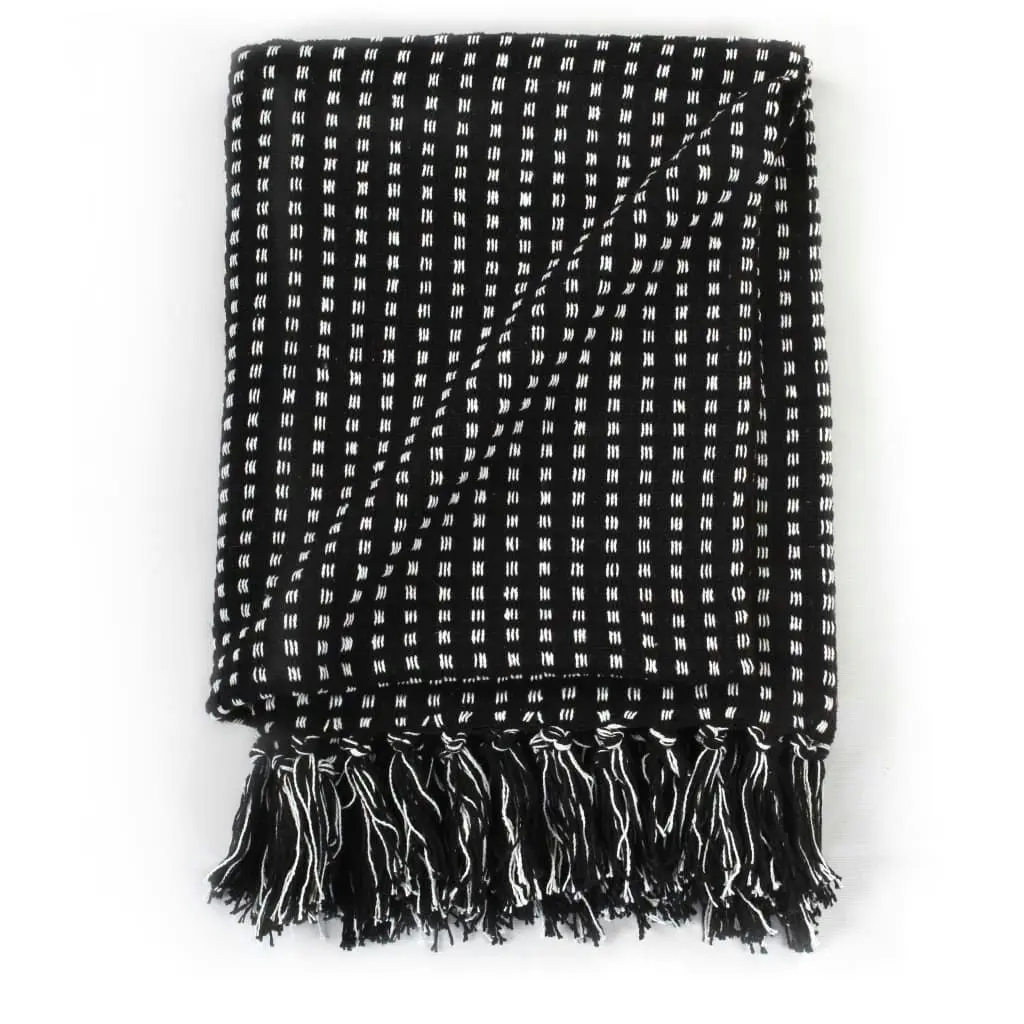 Throw Cotton Squares 220x250 cm Black 245332