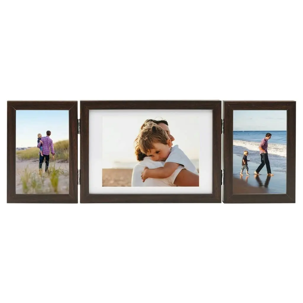 Trifold Photo Frame Collage Dark Brown 22x15 cm+2x(10x15 cm) 332750