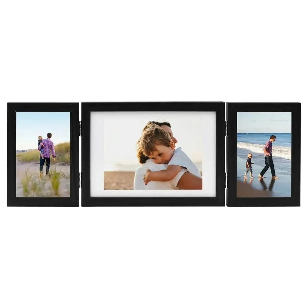 Trifold Photo Frame Collage Black 22x15 cm+2x(10x15 cm) 332754