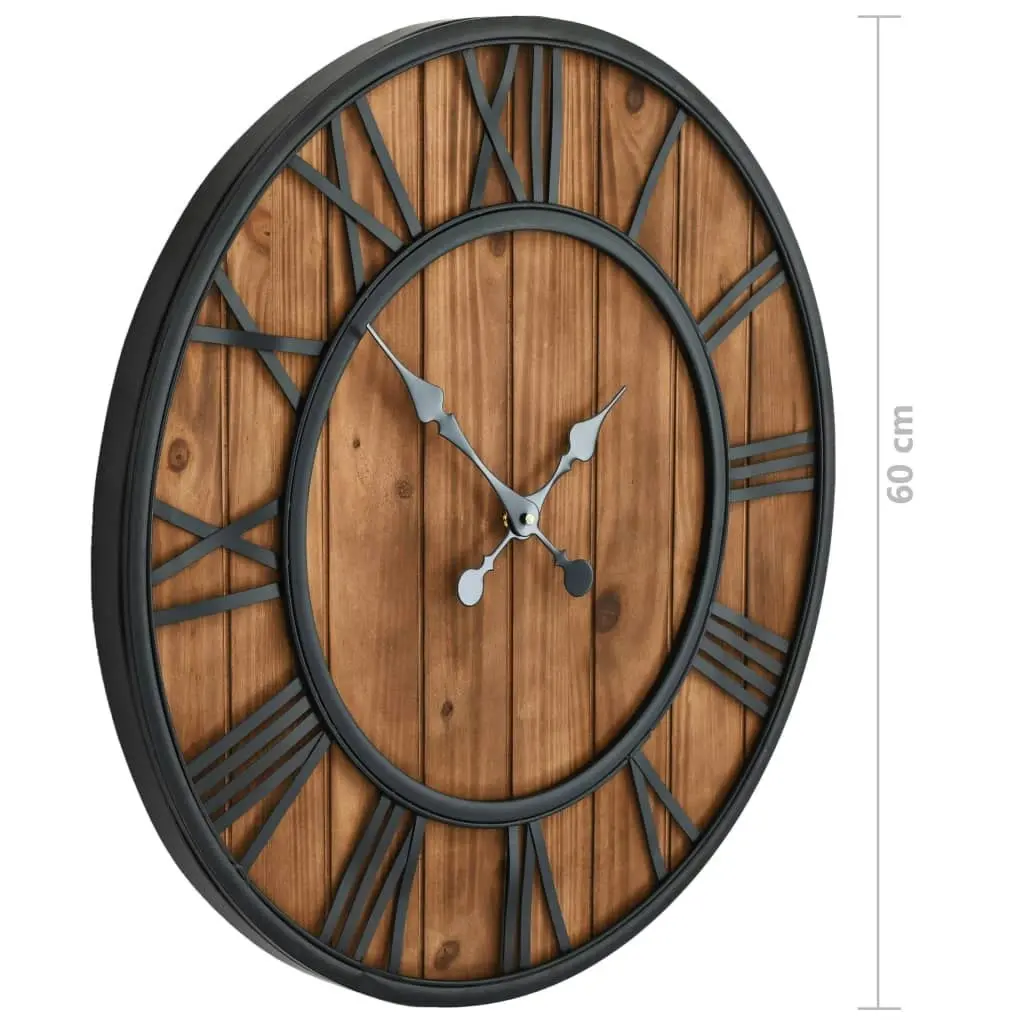 Vintage Wall Clock with Quartz Movement Wood and Metal 60 cm XXL 50646