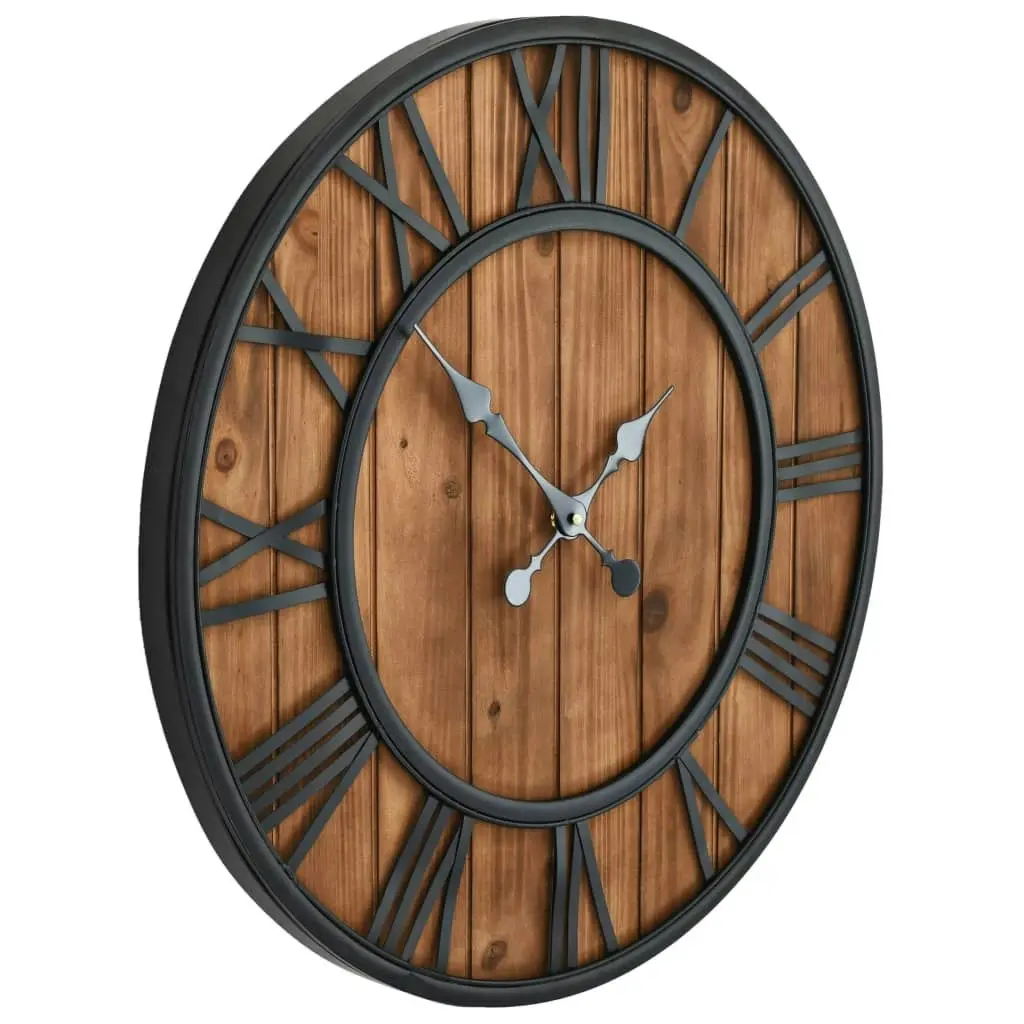 Vintage Wall Clock with Quartz Movement Wood and Metal 60 cm XXL 50646