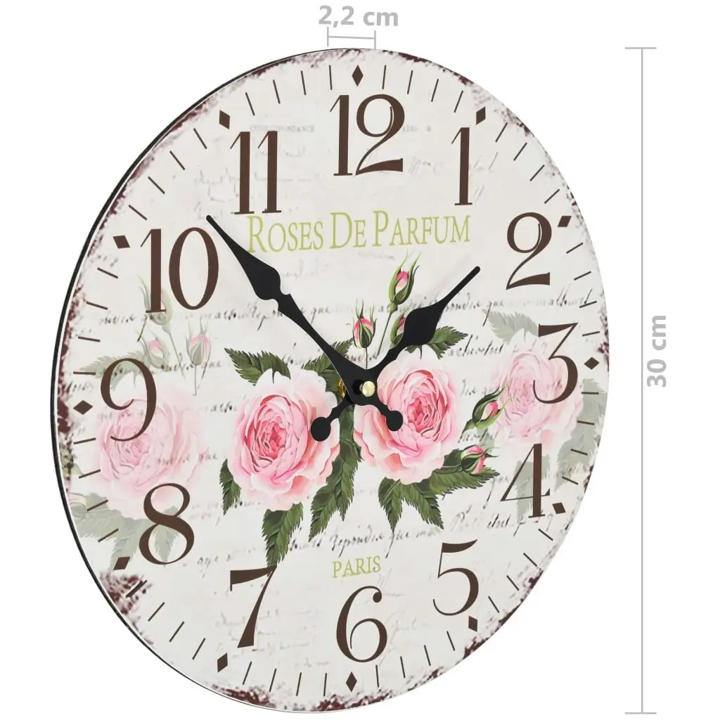 Vintage Wall Clock Flower 30 cm 50625