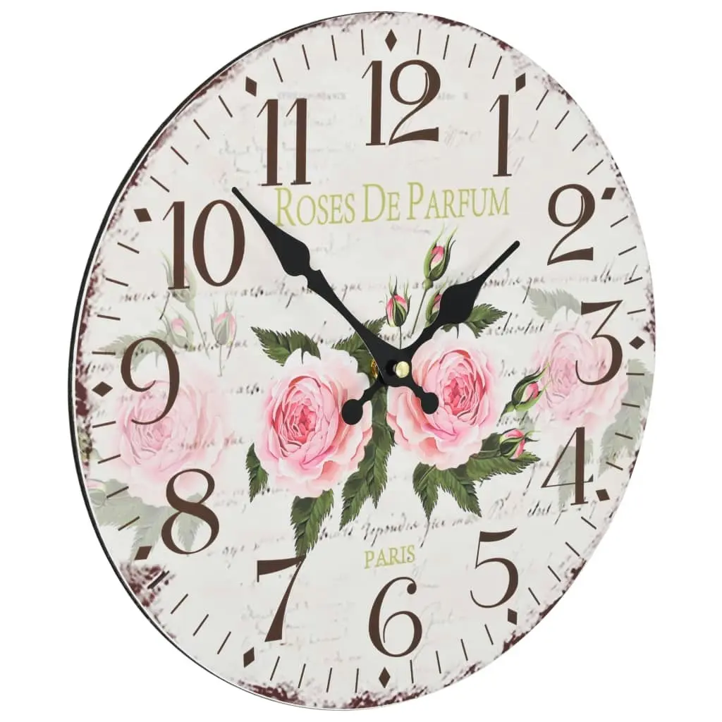 Vintage Wall Clock Flower 30 cm 50625